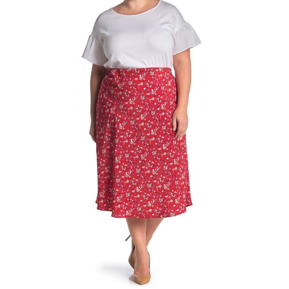 Sanctuary Satin Patterned Bias Midi Skirt